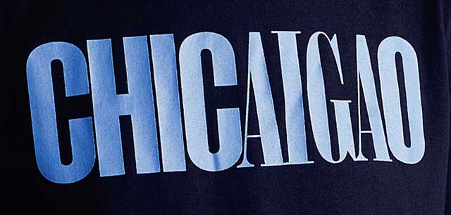 AIGA Chicago logo on a t-shirt